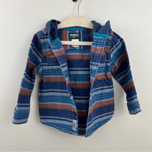 OshKosh Striped Hooded Shacket 18 Months - Picture 1 of 5